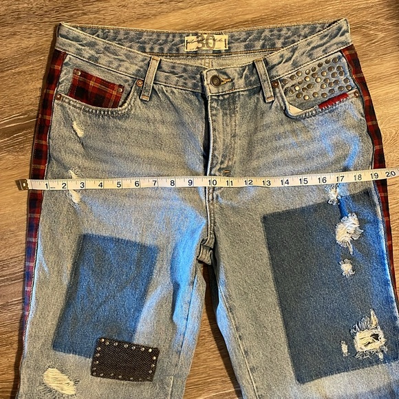 Free People We The Free Mixed Plaid Slim Flare - Picture 9 of 13